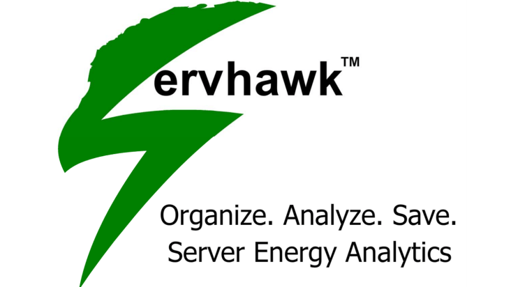Servhawk logo.  Organize, Analyze, Save.  Server Energy Analytics.