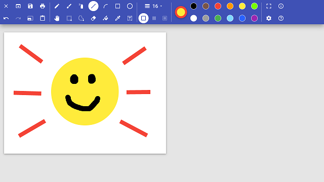 A screenshot of PaintZ being used to draw a smiley face.