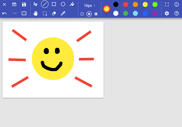 A smiley face drawn in PaintZ.