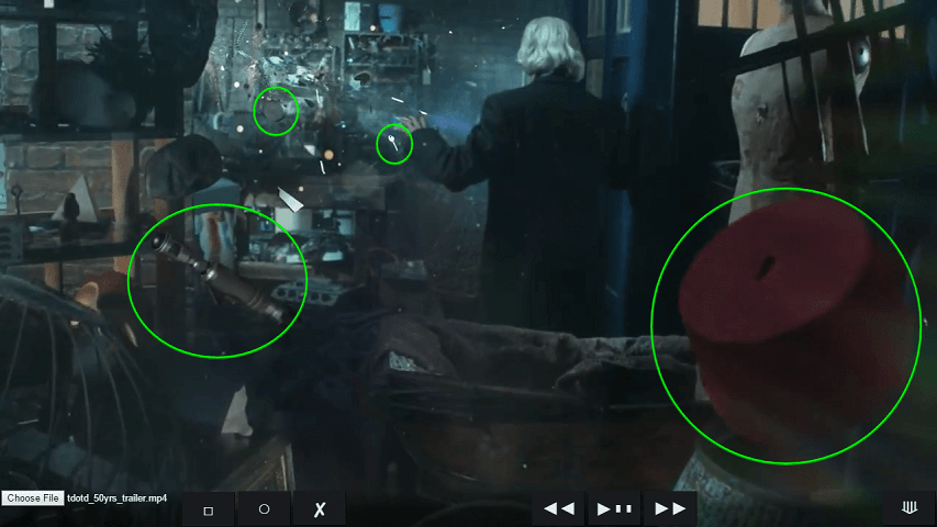 Noteworthy props are circled in the Doctor Who 50 year trailer.