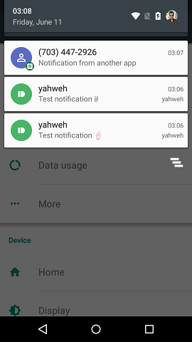 The notification panel in Android 5 and 6 displays notifications as separate floating cards.