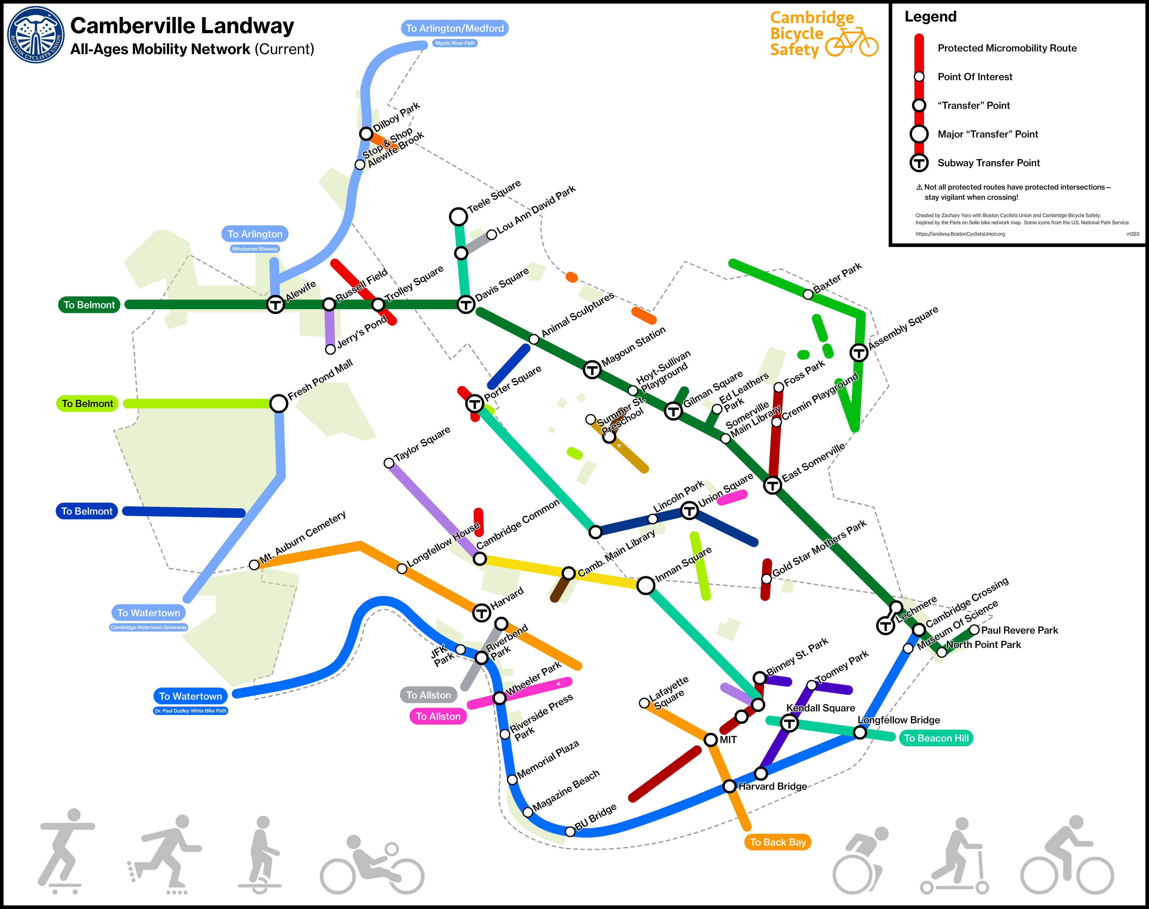 The, Current, version of the Camberville Landway map shows most of the lines missing large sections and disconnected from each other.