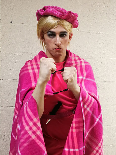 Umbridge holds up her fists to fight.