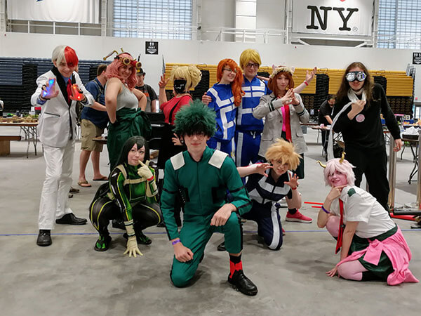 A group of My Hero Academia characters at Salt City Comic Con 2019.