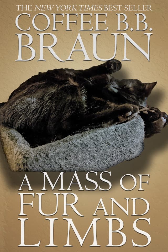 A fake Song Of Ice And Fire cover has a photo of Coffee Bean Braun the cat and says, The New York Times Best Seller, Coffee B B Braun, A Mass Of Fur And Limbs.