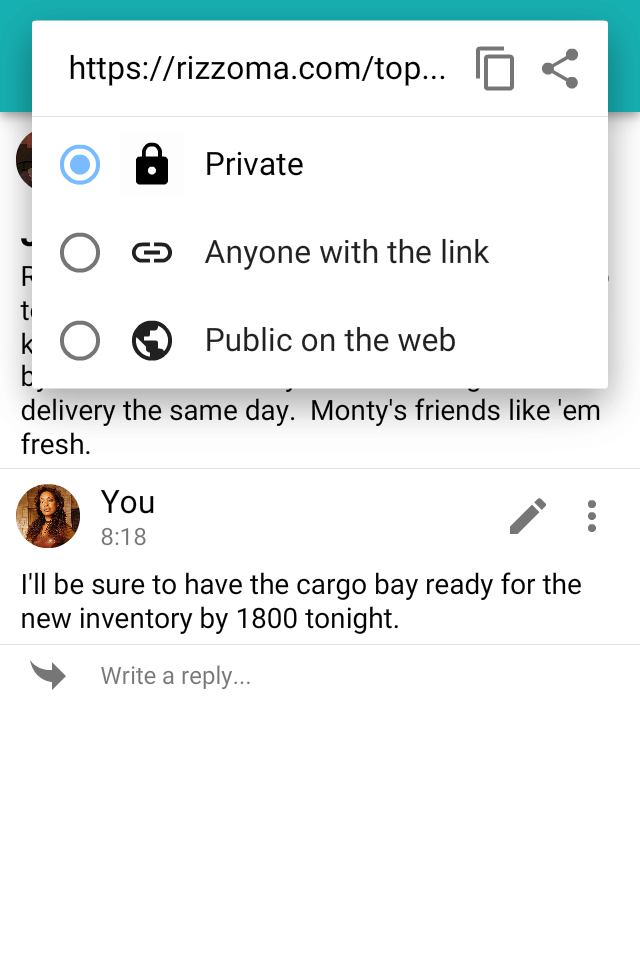 The share dialog for a private wave
