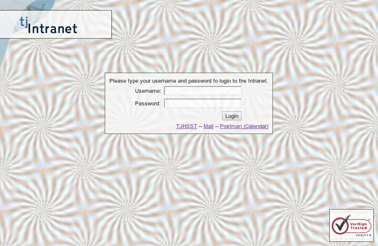 The Intranet 2 login page has a logo in the upper left corner, and the fields to log in in the center of the screen.