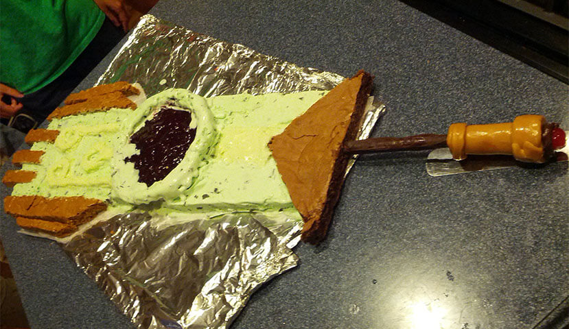 The finished dessert Transistor sword from another angle.