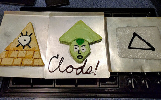Thumbnail of the dessert Bill Cipher, Peridot, and Scalene Triangle.