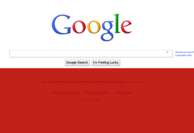 The Google home page submerged in blood.
