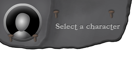 A stone has a picture of a blank face and the text, Select a character