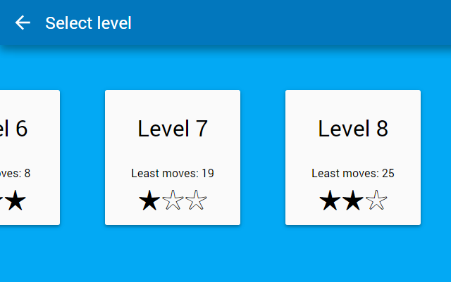 The level select screen in landscape orientation scrolls horizontally instead of vertically.