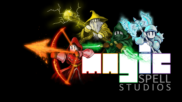 Art of Hack, Slash & Backstab characters around the MAGIC Spell Studios logo.